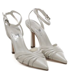 Art.122 Sposa tacco 9 cm - Suola in gomma - Fodera Pelle - Nappa perlata Avorio - Sottopiede Imbottito - 200 €