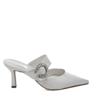 Art.195 tacco 7 cm - Suola in gomma - fodera pelle - Nappa perlata bianca + Fibbia strass cristal - Sottopiede Imbottito - 200 €
