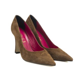 Art.224 - Tacco 9 cm - Suola in Gomma - Fodera Pelle - Camoscio Sigaro - Sottopiede Imbottito - 159 €