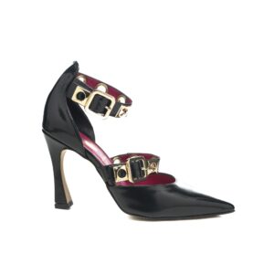 Art.227 tacco 9 cm - Suola in Gomma - fodera pelle - Abrasivato Nero + Accessori Oro - sottopiede imbottito - 200 €
