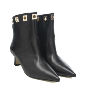 Art.230 Tacco 5 cm - Suola in gomma - fodera Pelle - Nappa Nera + Accessori Oro - sottopiede Imbottito - 210 €