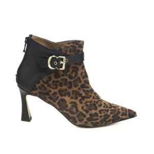 Art.231 tacco 7 cm - suola in gomma - Fodera pelle - Jaguar Brandy + nappa nera + accessori oro - 229 €
