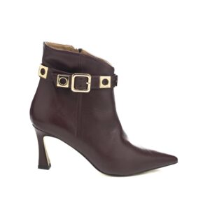 Art.234 tacco 7 cm suola in gomma - fodera Pelle - Nappa Bordeaux + Accessori Oro - sottopiede imbottito - 210 €