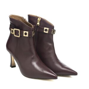 Art.234 tacco 7 cm suola in gomma - fodera Pelle - Nappa Bordeaux + Accessori Oro - sottopiede imbottito - 210 €