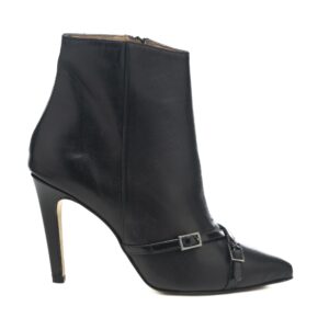 Art.236 tacco 9 cm - suola in gomma - fodera pelle - Nappa nera + cinturini in abrasivato nero - sottopiede imbottito - 189 €