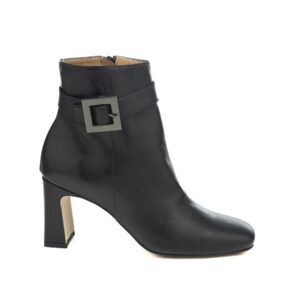Art.255 tacco 7 cm - suola in gomma - fodera pelle - nappa nera + fibbia cdf -sottopiede imbottito - 195 €