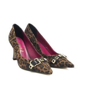 art.220 tacco 7 cm - suola in gomma - fodera pelle - Jaguar Brandy + Accessori Oro- sottopiede imbottito - 189 €