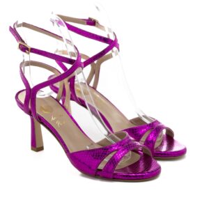 art.351 tacco 7 cm - Suola in Gomma - Fodera pelle - Cobra lamè Fuxia - 179 €