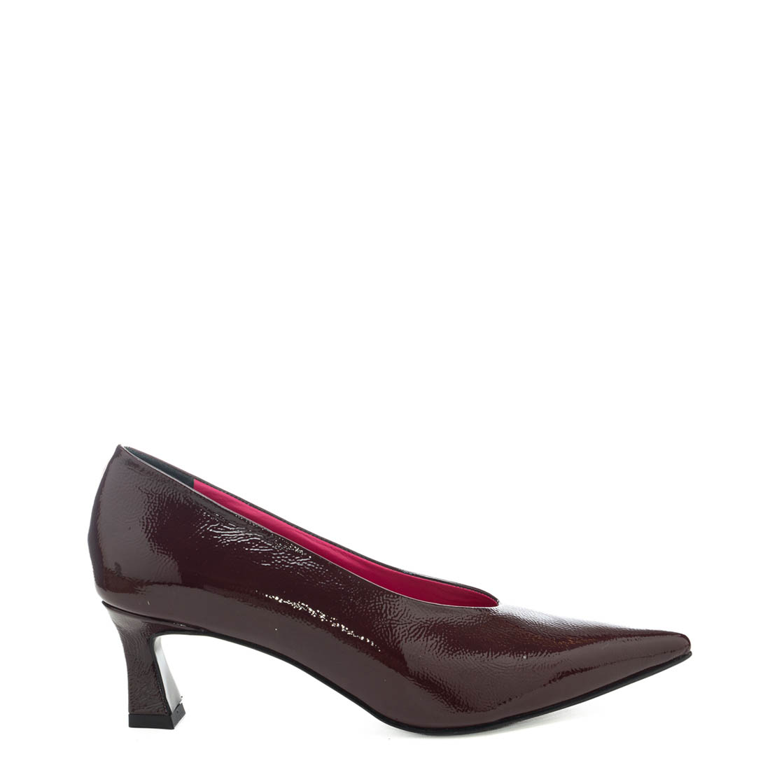 Art.403 – Tacco 5 cm – Suola in gomma – Fodera Pelle – Tomaia Naplack Bordeaux – Sott.Imbottito – 159 €