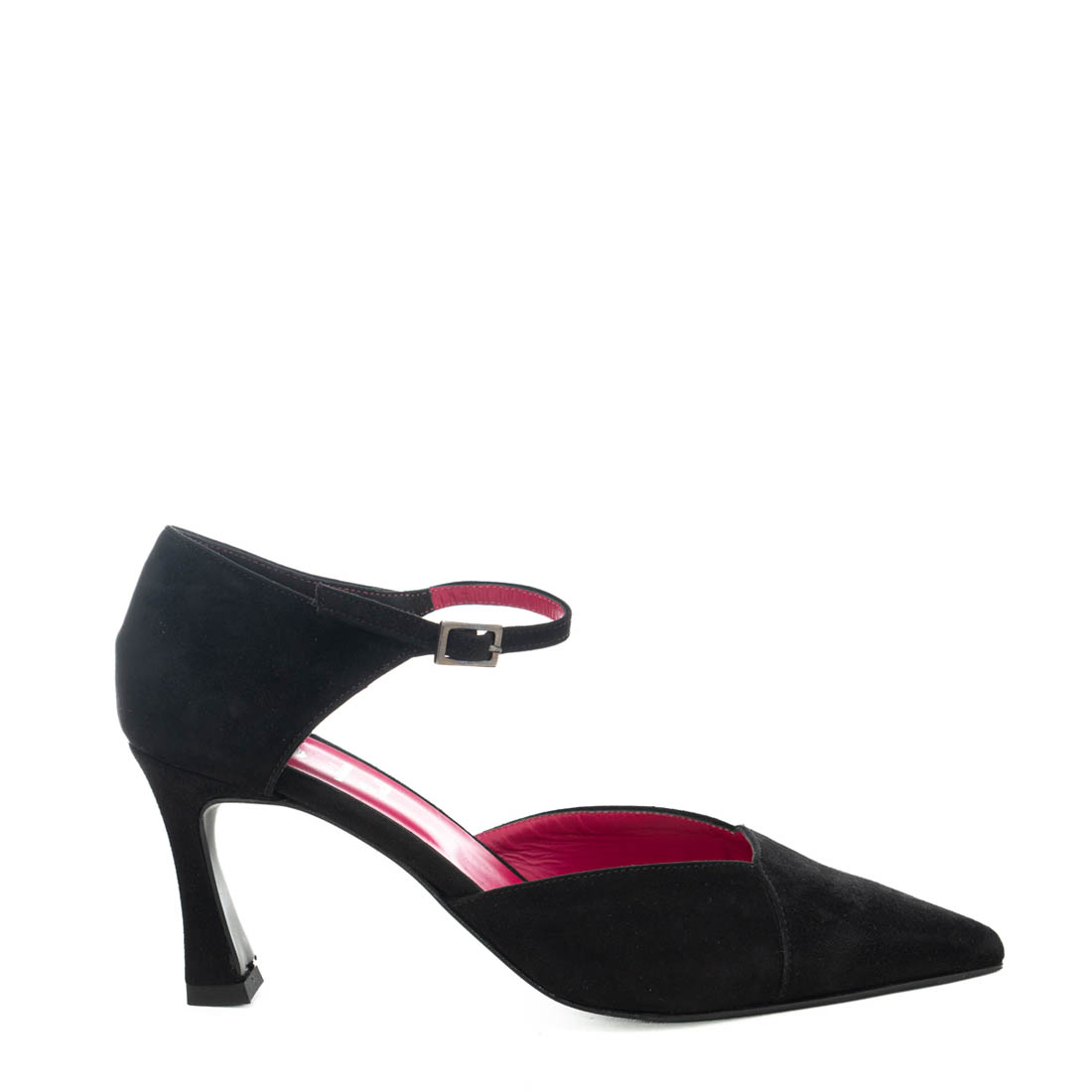 Art.405 tacco 7 cm – suola in gomma – fodera pelle – Tomaia camoscio nero – sott.imbottito – 165 €