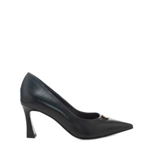 Art.411 Tacco 7 cm - Suola in gomma - Fodera pelle - Tomaia Nappa nera + Access.oro - Sott.Imbottito - 179 €