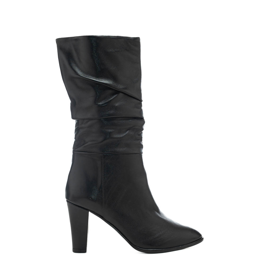 Art.438 – Tacco 8 Cm – Suola in gomma – Fodera Pelle – Tomaia Nappa Nera – Sott. Imbottito – 239 €
